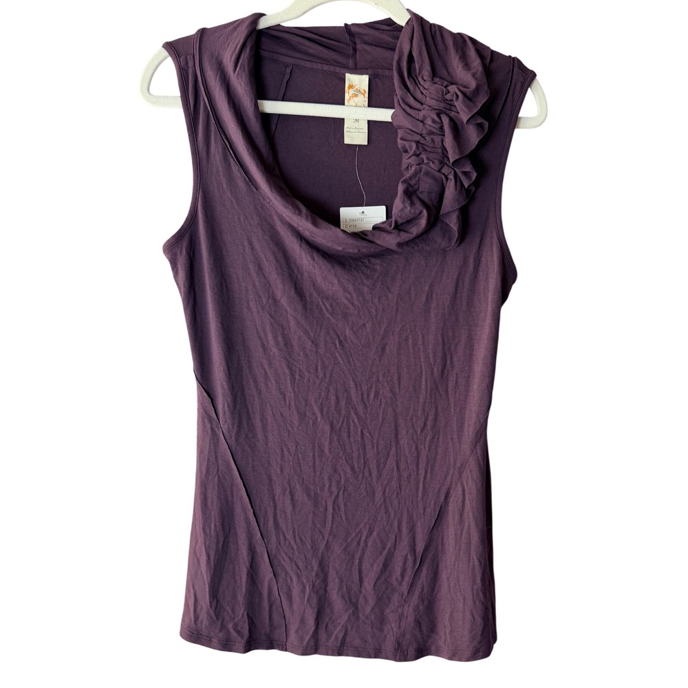 Free People Ruffle Cowl Neck Sleeveless Top Purple Size M